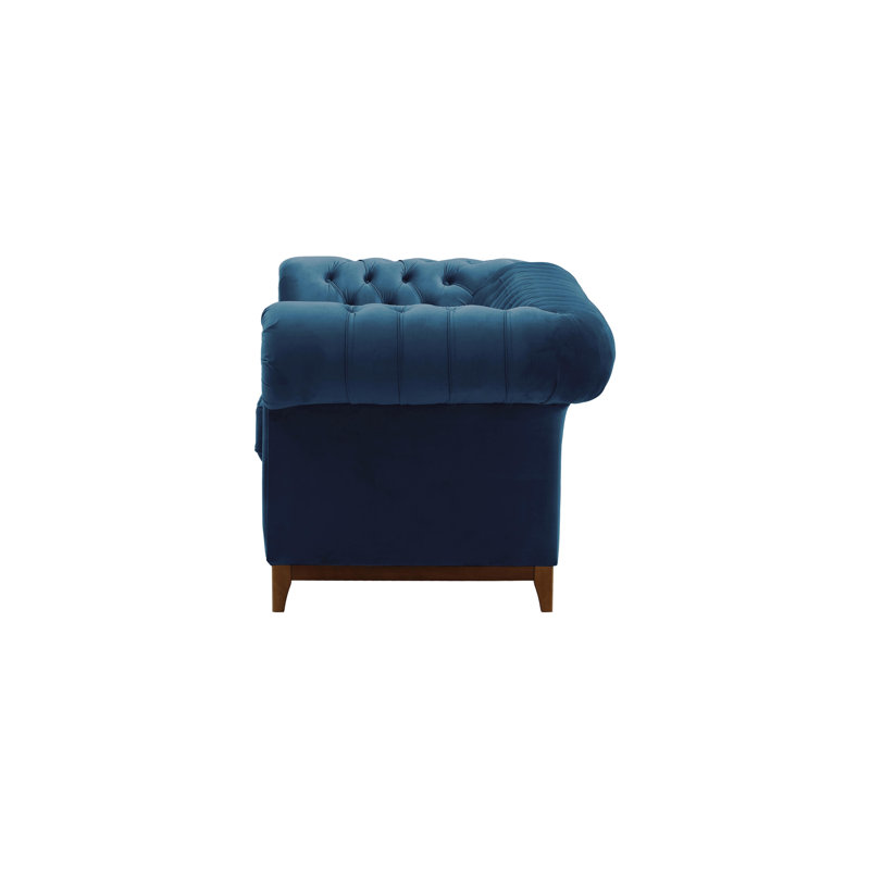 Fryar Velvet Sofa, Blue, Brown, 2