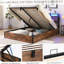 Base de lit avec rangement relevable, base de lit avec tête de lit bibliothèque et lumières DEL, base de lit plateforme en bois avec station de charge, boîte à ressorts non nécessaire, brun rustique-1877326893