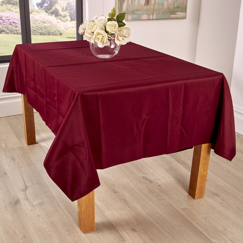 RE-10PCBurgundy Polyester Tablecloth, Burgundy, 220.5cm W x 323.4cm L