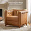 Fauteuil demi-tonneau carré en cuir véritable transitionnel 35,25 po Alisier-110361324