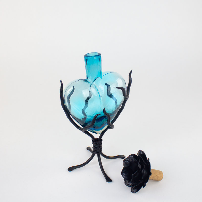 Bouteilles décoratives en verre anibar, Aigue-marine, H 10 po x l 5 po x P 3 po