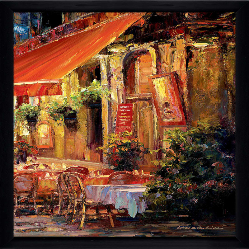 «Cafe in Light II» par Haixia Liu - Peinture, Cadre noir, H 31,5 po x l 31,5 po x P 1 po