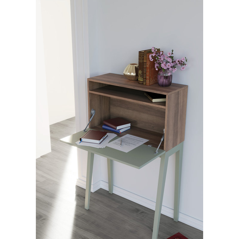 Wilcox Writing Desk, Walnut/Green