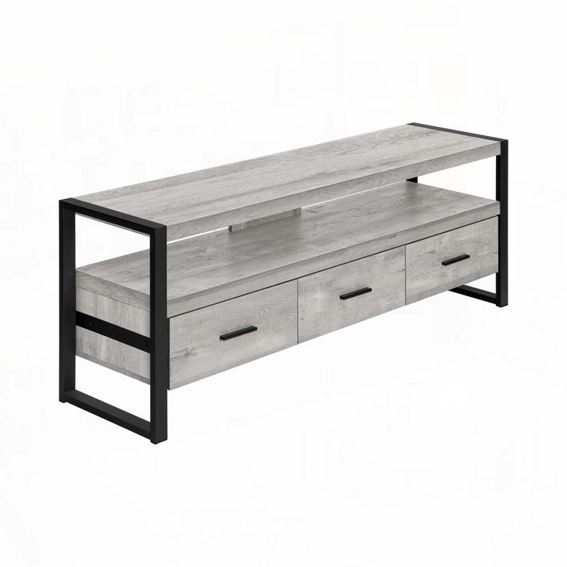 Meuble télé pour téléviseur de 65 po ou moins Hallatrow, Gris / Noir