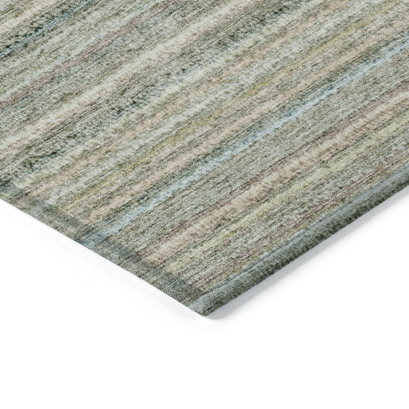 Tapis extérieur lavable rayé vert menthe et beige 5 pi x 8 pi