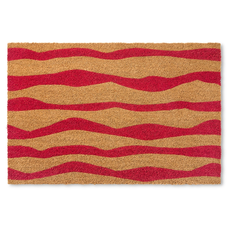 TOWN & COUNTRY Ravine Abstract Mountain Non-Slip Indoor Outdoor Door Mat, 24" W x 36" L, Red