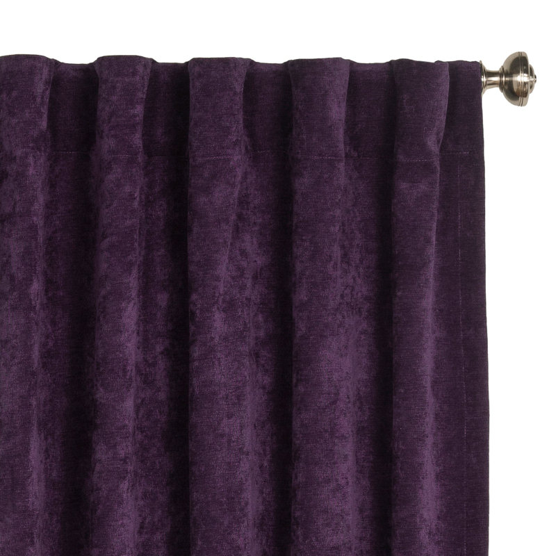 Purple Velvet Sheer Back Tab Window Panel, 84" Length