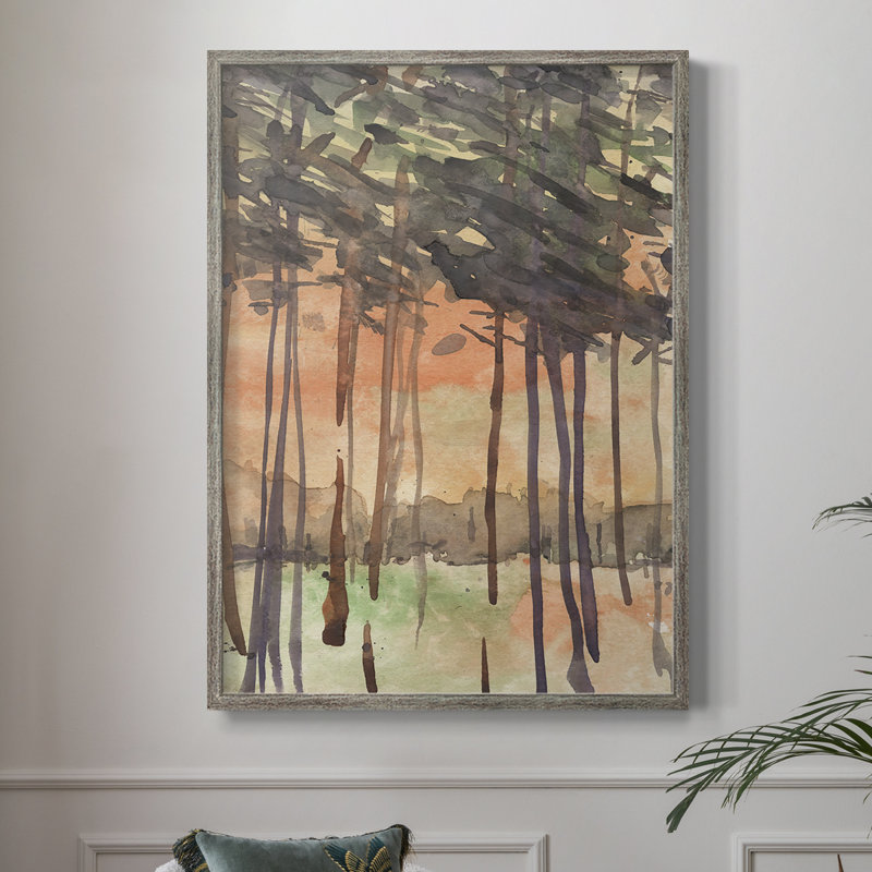 Entre les arbres I, reproduction encadrée - bois massif, H 11 po x l 9 po