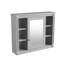 Meuble-lavabo 36 po avec lavabo et armoire à miroir - rangement moderne gris 2 portes à fermeture rapide et compartiments cachés-1561408139
