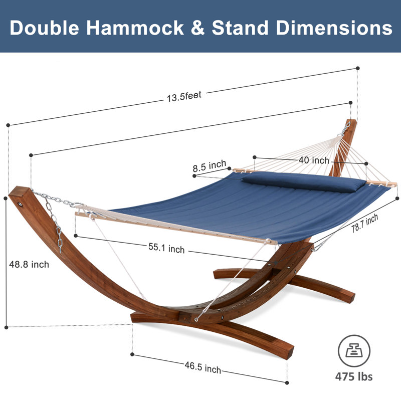 Hamac double avec support Volkrad, Bleu uni