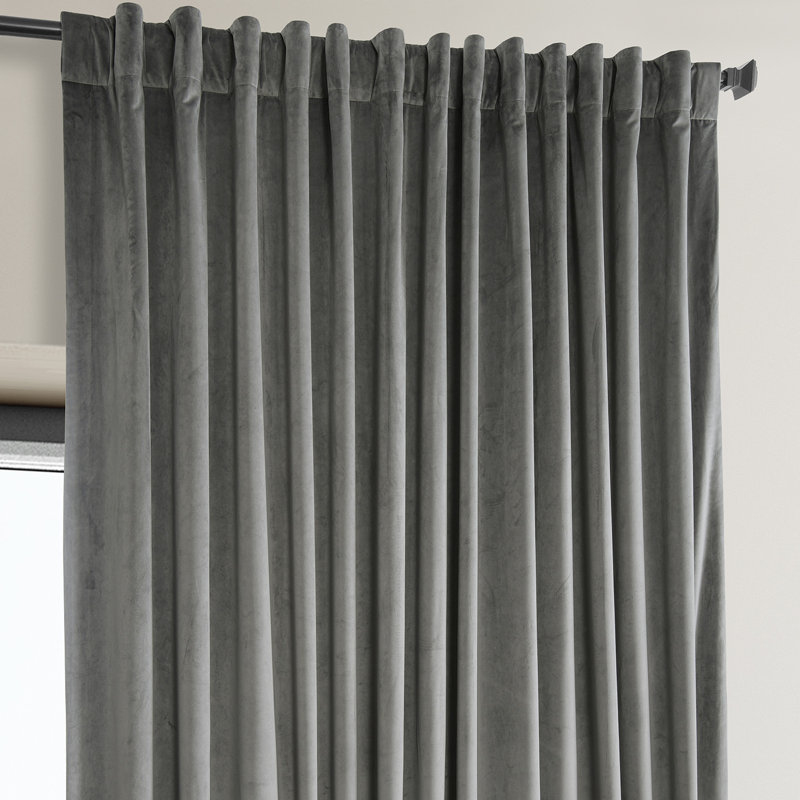 Loria Plush Velvet 100% Blackout Curtains For Bedroom, Living Room - Single Panel, 50" W x 84" L, Nightlife Gray