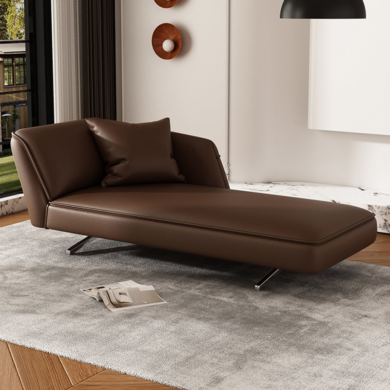 Méridiennes en cuir pour chambre à coucher, Orienté à gauche (vu de face), Café foncé