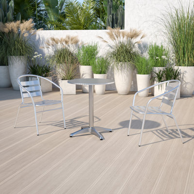 Siyah Round Aluminum Smooth Top Indoor-Outdoor Bistro Table with Base by Ebern Designs