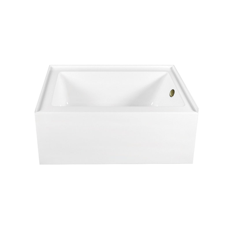 Kingston Brass Aqua Eden 60-Inch Acrylic Rectangular 3-Wall Alcove Tub, Hand Drain, Right, Antique Brass