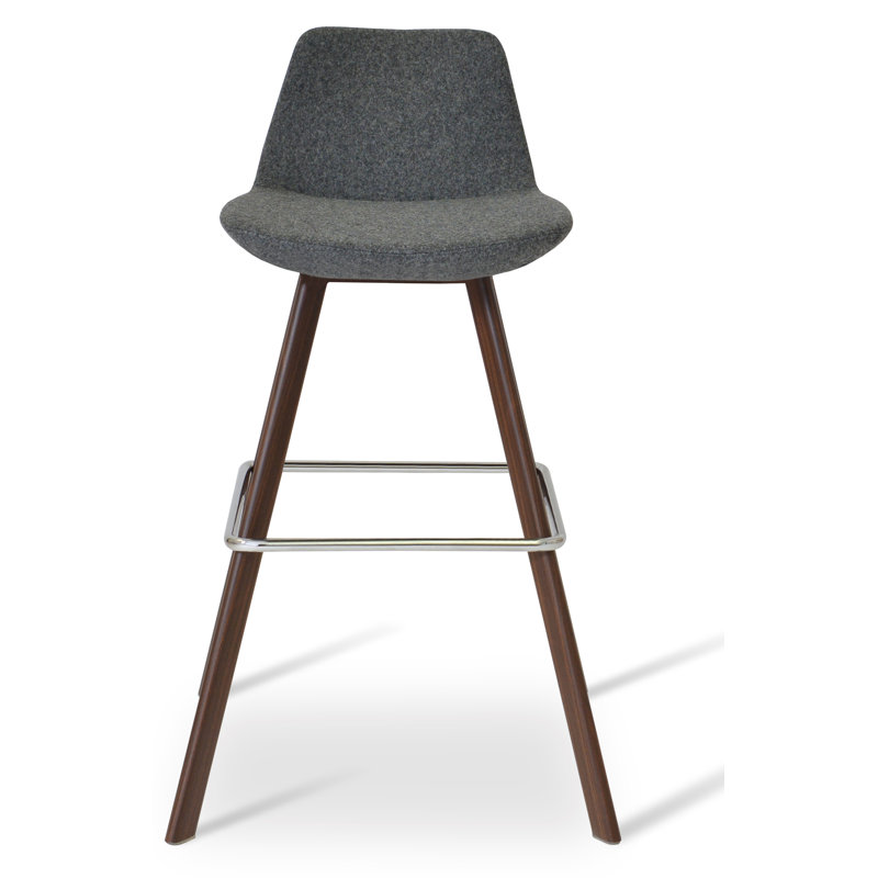 Tabouret de comptoir bar & Pera, Laine rouge Camira, Noyer, Tabouret de bar (siège d'une hauteur de 29 po)