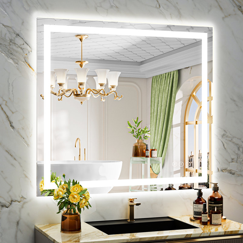 Miroir de salle de bain sans cadre Akilan, 40" x 36"