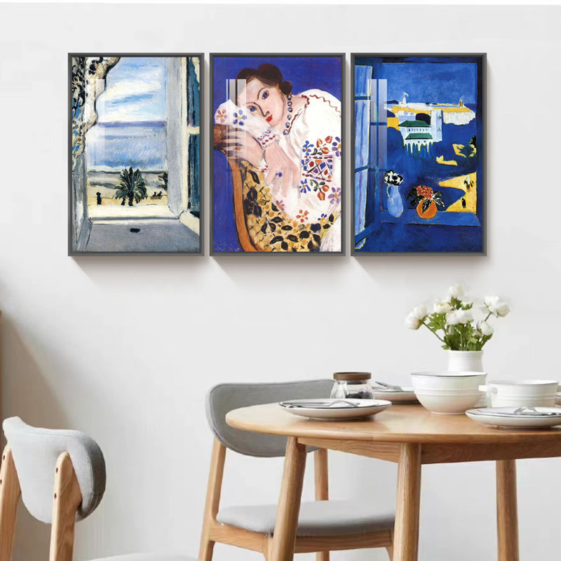 Matisse, œuvre d'art - impression de 3 pièces, Noir, H 24,6 po x l 48,5 po x P 1,3 po