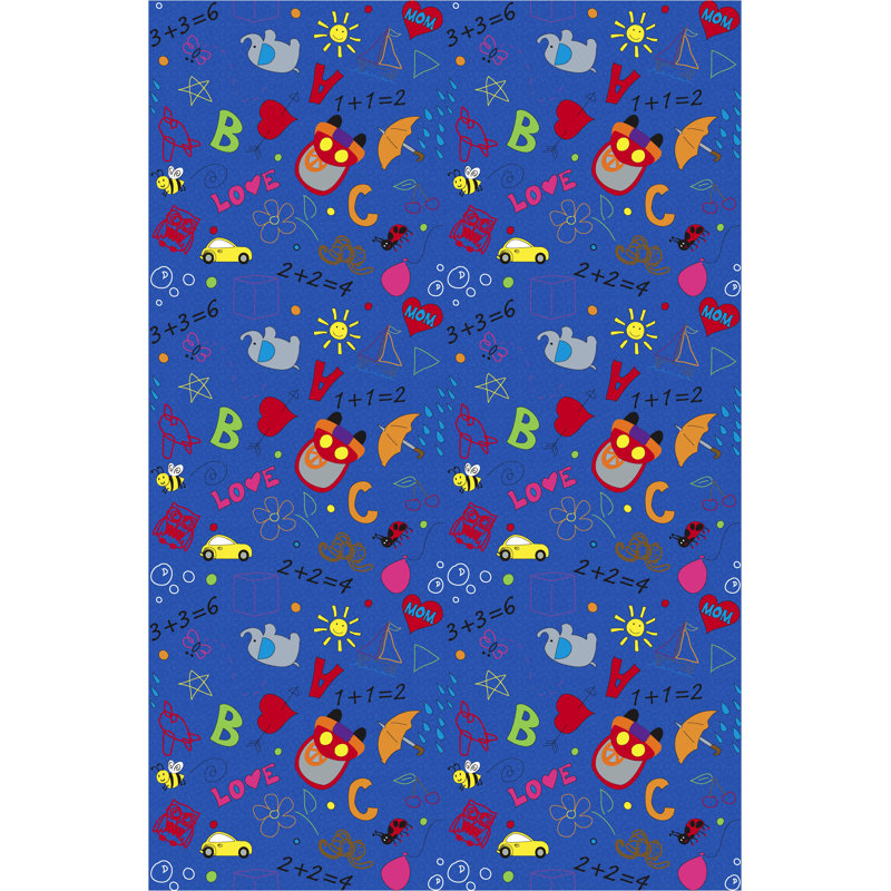 Tapis bleu Playtime Doodle, Rectangle 6 pi x 9 pi