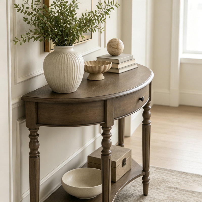 Console avec tiroir et tablette Farmhouse, Walnut