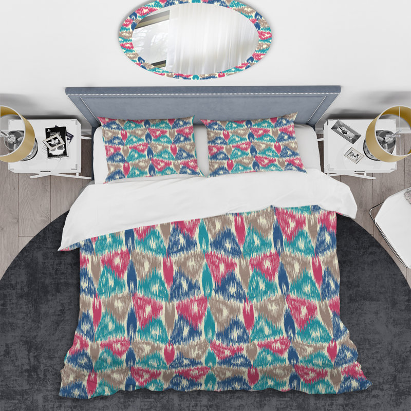 Multicolor Doodle Geometric - Ensemble de housse de couette à motif, Housse de couette pour très grand lit et 2 très