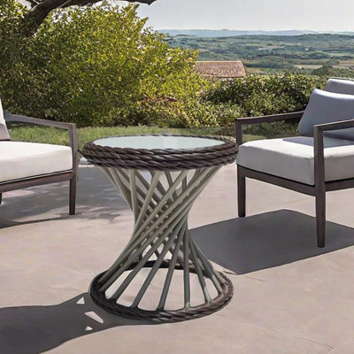 Dorle Round Wicker Outdoor Side Table , 17.71'' in. W 17.71'' in. D
