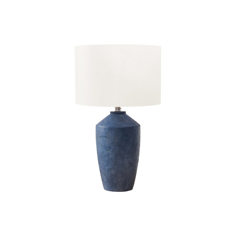 Lighting, H 25 po, lampe de table, béton, abat-jour ivoire / crème, contemporain, moderne, Bleu