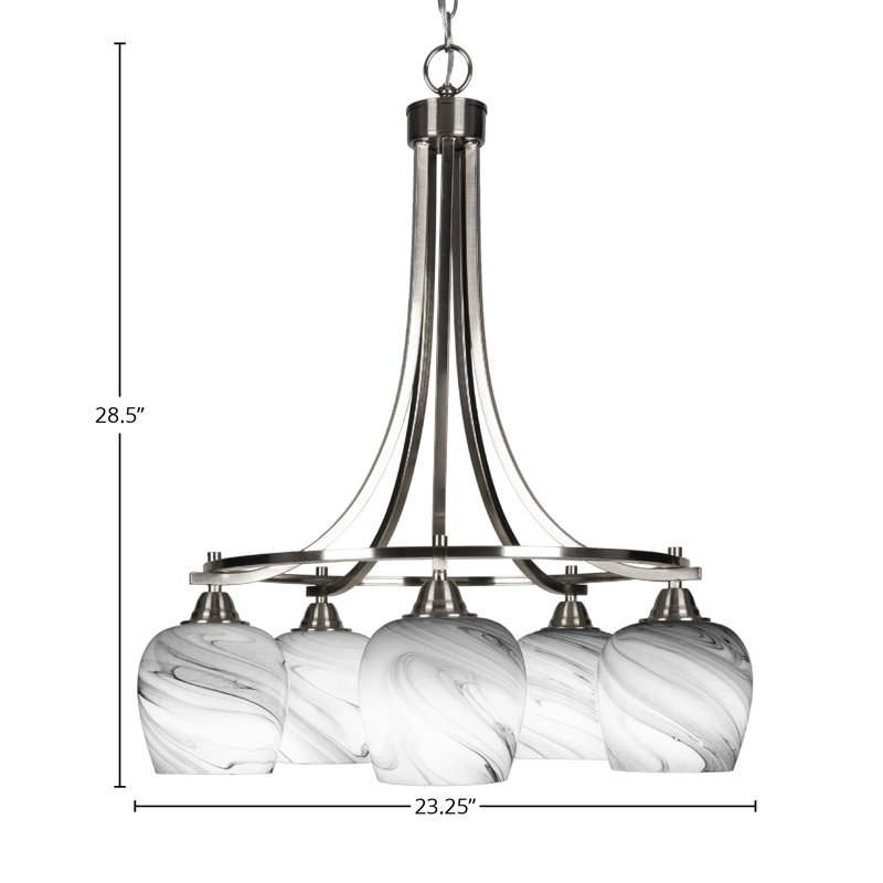 Lustre 5 lumières Michell, Nickel brossé