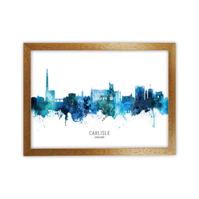 Carlisle England Skyline Blue City Name by Michael Tompsett - Print