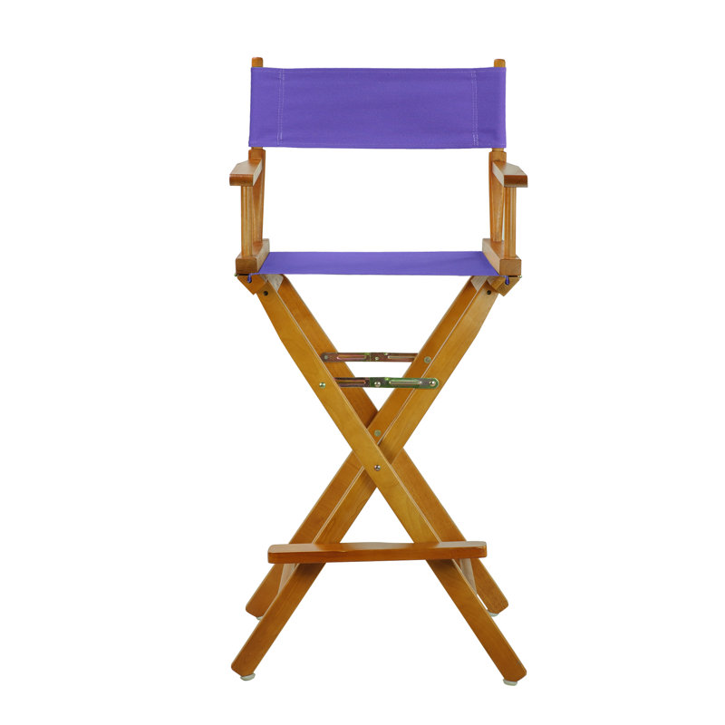 Chaise de réalisateur pliante de 30 po avec toile, Chêne miel, Mauve