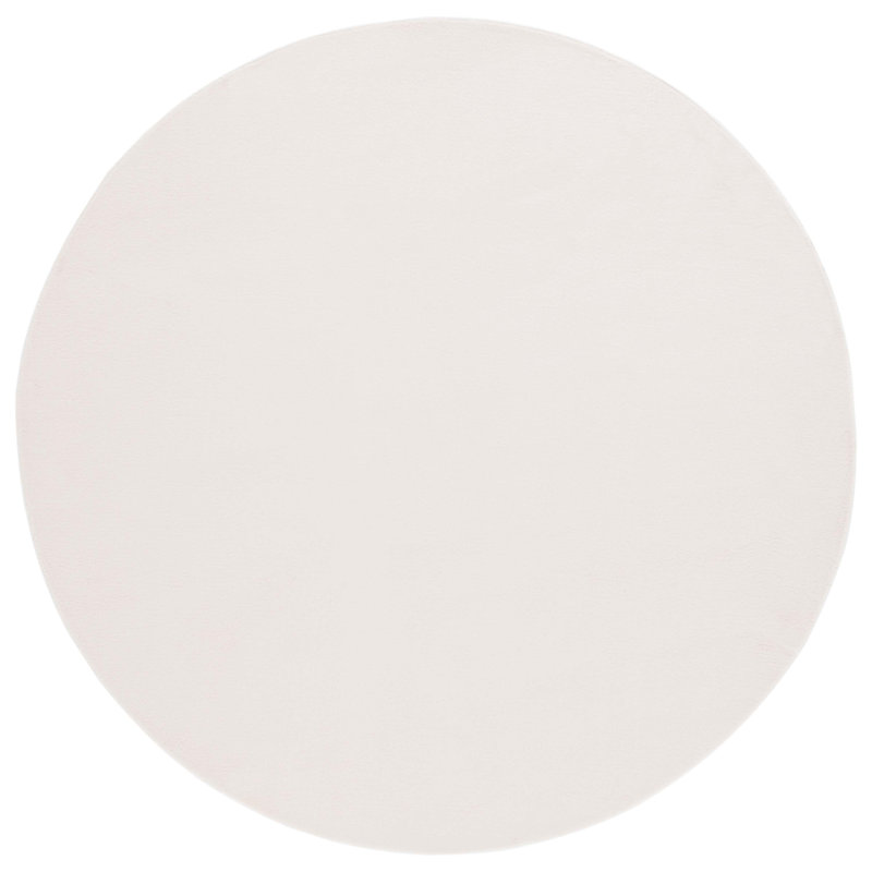 Tapis beige en polyester tissé à la machine Lukeus, Rond 4 pi