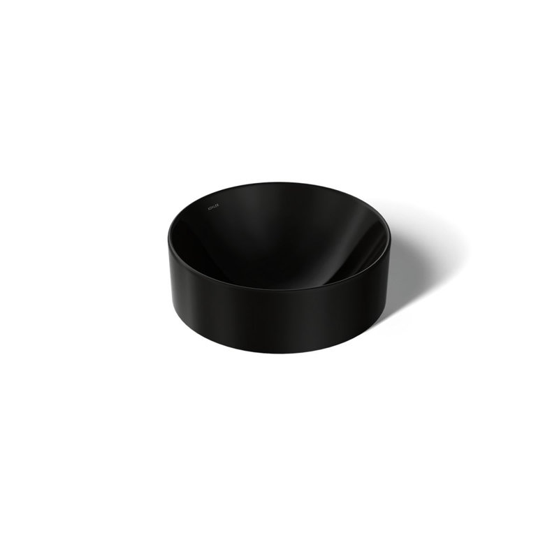 Vox Vitreous China Circular Vessel Bathroom Sink with Overflow, Black Black