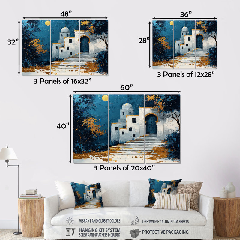 Maroc, or bleu, Rabat, Kasbah, ensemble de reproductions d'art mural, Maroc, Métal métal, H 28 po x l 36 po x P 1 po