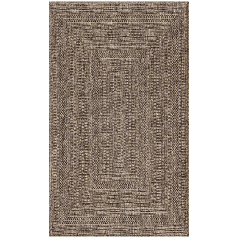 Tapis intérieur / extérieur géométrique Cascio, Brun, Rectangulaire 2 pi x 3 pi
