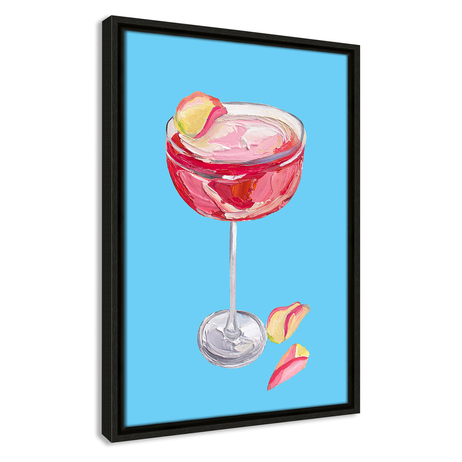 Sparkling Rose Gin Cocktail Print by Straker, 19.5" H x 13.5" W, Espresso Floater