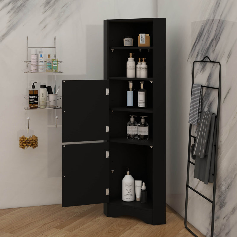 Grande armoire de coin autoportante avec portes, Noir