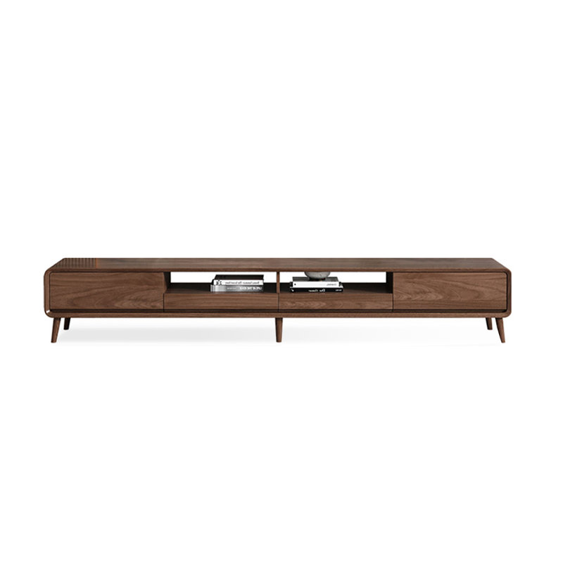 Meuble télé en bois manufacturé brun noisette, 16.93”H x 78.74”L x 15.75”W