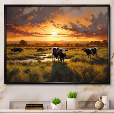 «Ahuli Cows At Farm Landscape I», reproduction rectangulaire sur toile