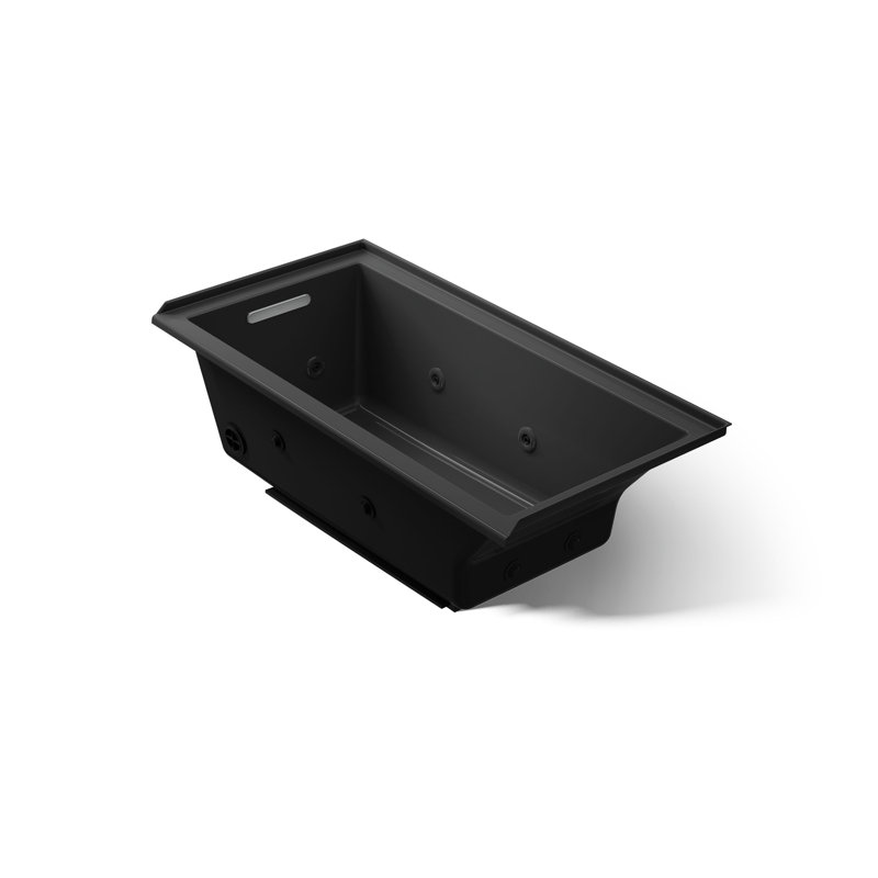 Baignoire tourbillon 60 po x 30 po en acrylique avec chaufferette, Noir, Gauche