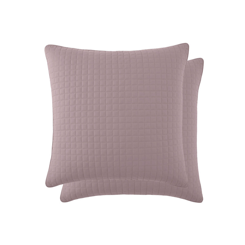 Ensemble de 2 taies décoratives matelassées à motif carré en microfibre brossé à double bordure avec bords passepoilés Southshore Fine, Vilano, 22 po x 22 po, lavande