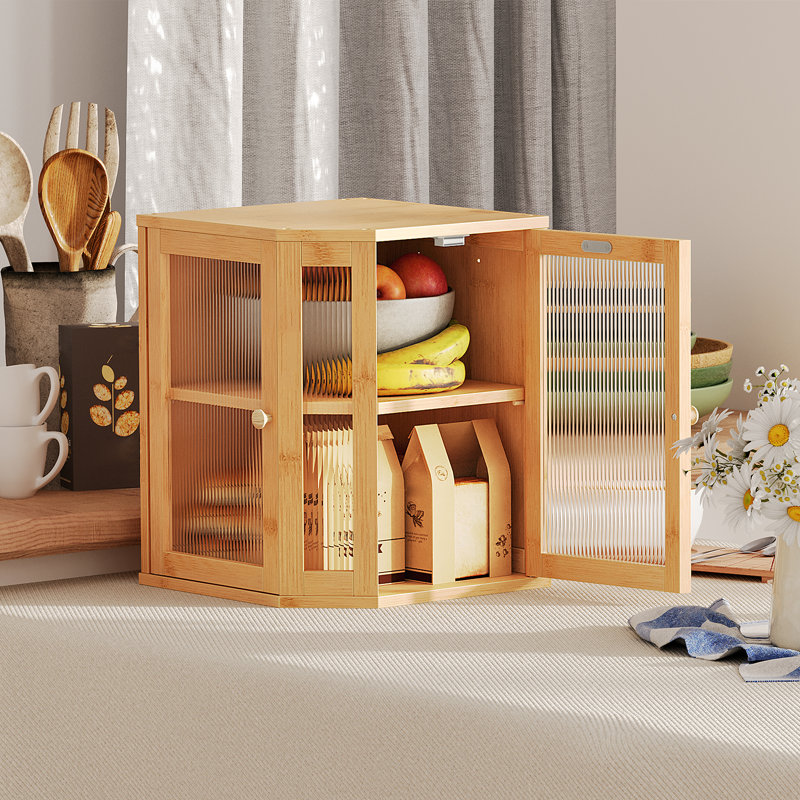 Bamboo Bread Box, Kitchen Countertop Corner Bread Box, Large Capacity 2-tier Bread Container