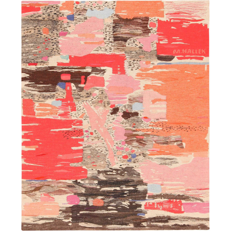 Scandinavian One-of-a-Kind 5'7" X 8'9" 1900s Silk Area Rug in Pink