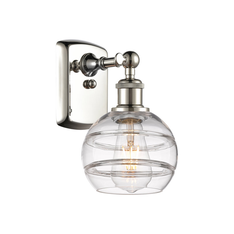 Applique murale 1 lumière Ballston Bienes, Transparent, H 8,88 po x l 5,88 po x P 7,06 po, Nickel poli