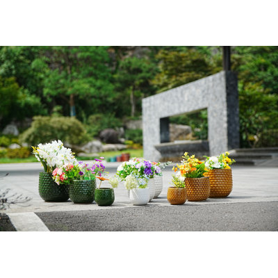 3 pots de fleurs en céramique, pot de fleurs moderne pour patio, jardin ou rebords de fenêtre