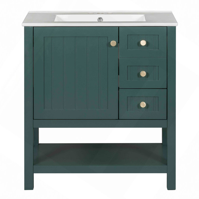 Meuble-lavabo de style transitionnel 30 po avec lavabo en céramique