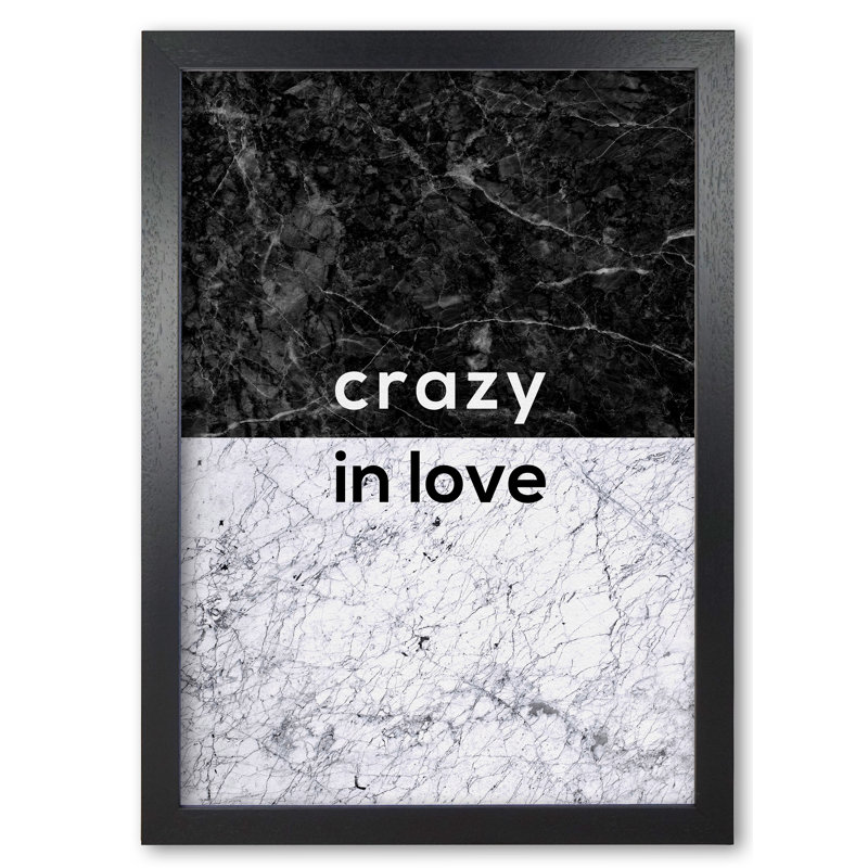 Crazy In Love Marble - Print, 42 cm H x 30 cm W x 5 cm D, Black Grain Frame