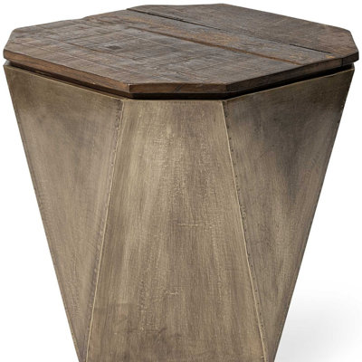 Table de bout en bois massif brun 21 po