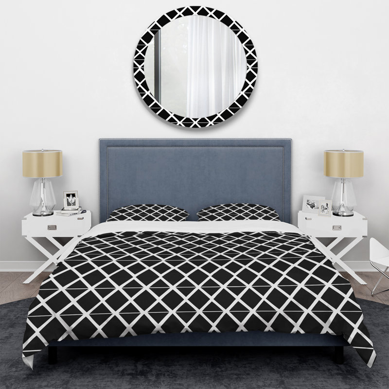 Ensemble de housse de couette moderne Black White Diamonds II, Housse de couette très grand et 2 très grandes t
