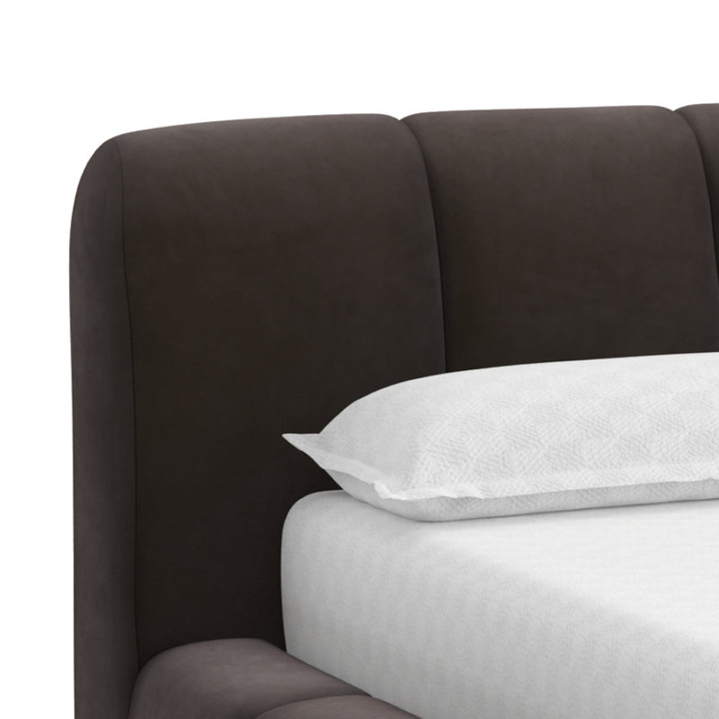 Olena Upholstered Scalloped Bed, Queen, Brown