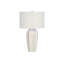 Lampe de table en céramique avec base de vase conique crème et abat-jour tambour en lin ivoire