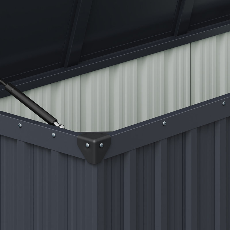 Living And Home 129cm W Steel Deck Box in Anthracite